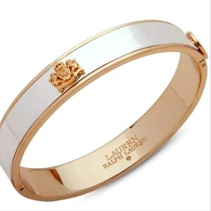 LAUREN by Ralph Lauren Two-Tone Plate Metal Crest Bangle Bracelet